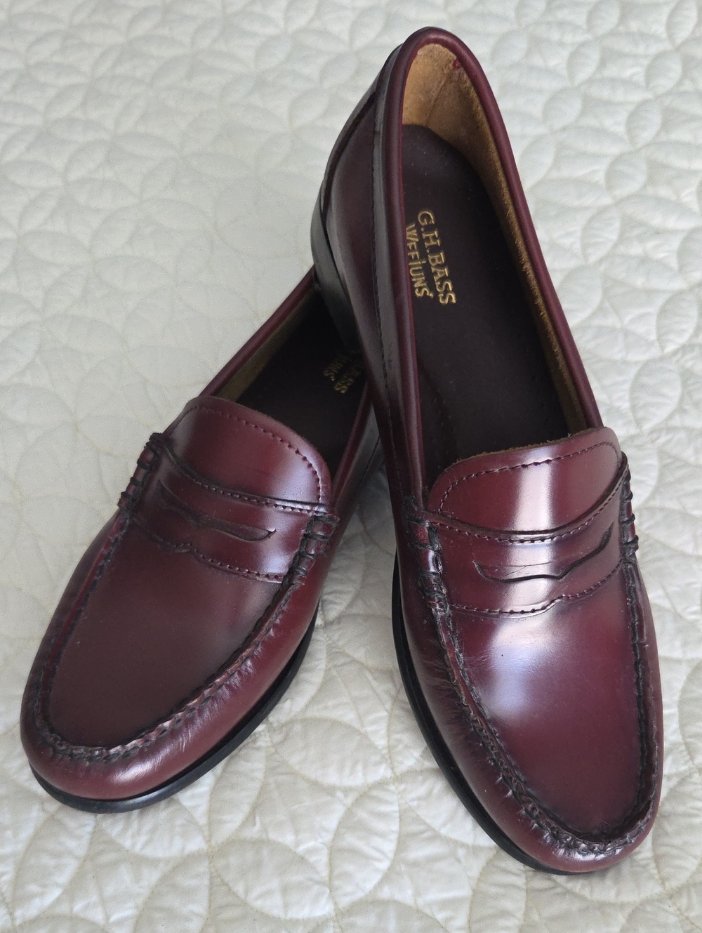G.H. Bass & Co. Women's Wine Burgundy Leather Penny Loafers
